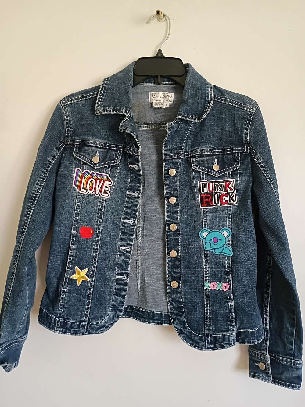 Live a Little Kids Dark Blue Denim Jacket with Colorful Patches